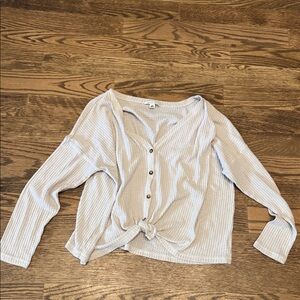 ✅ American Eagle oatmeal taupe waffle shirt with buttons